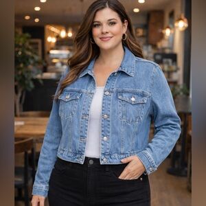 Hudson Women’s Denim Jacket Size 1X Blue Premium Cotton Denim Trucker Jacket EUC